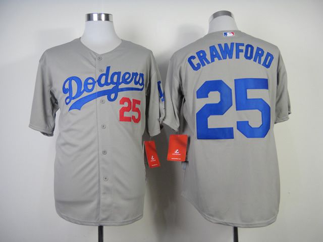 Men Los Angeles Dodgers 25 Crawford Grey MLB Jerseys